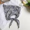Triangle Scarf Scarf Female Retro Literary Floral Cotton and Linen Neck Protector Decorative Pearl Small Pendant Small Scarf Headband
