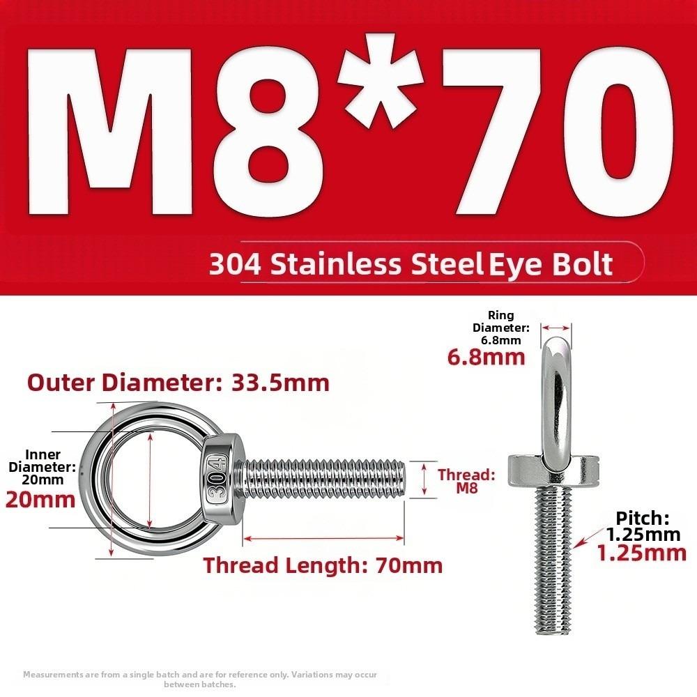 Heavy-Duty O-Ring Extended Bolts 304 Stainless Steel Lifting Bolts Eyelets Lifting, Marine, Etc.