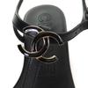 CHANEL Sandals COCO Mark ankle strap thong sandal flats black leather 24C G45428 Used