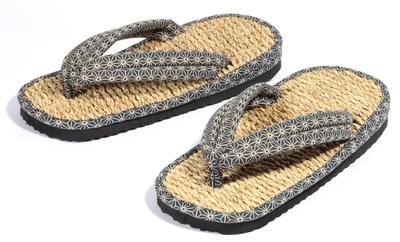 Wholesaler Aoki Main Casual Rope Geta Sandals for Men Leaf [Nenrin Lab] [Shichitoi Branch] (hemp Pattern)