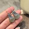 PANJBJ 925 Silver Bow Knot Earring for Women Texture Tassels Sweet Romantic Korean Jewelry Gift
