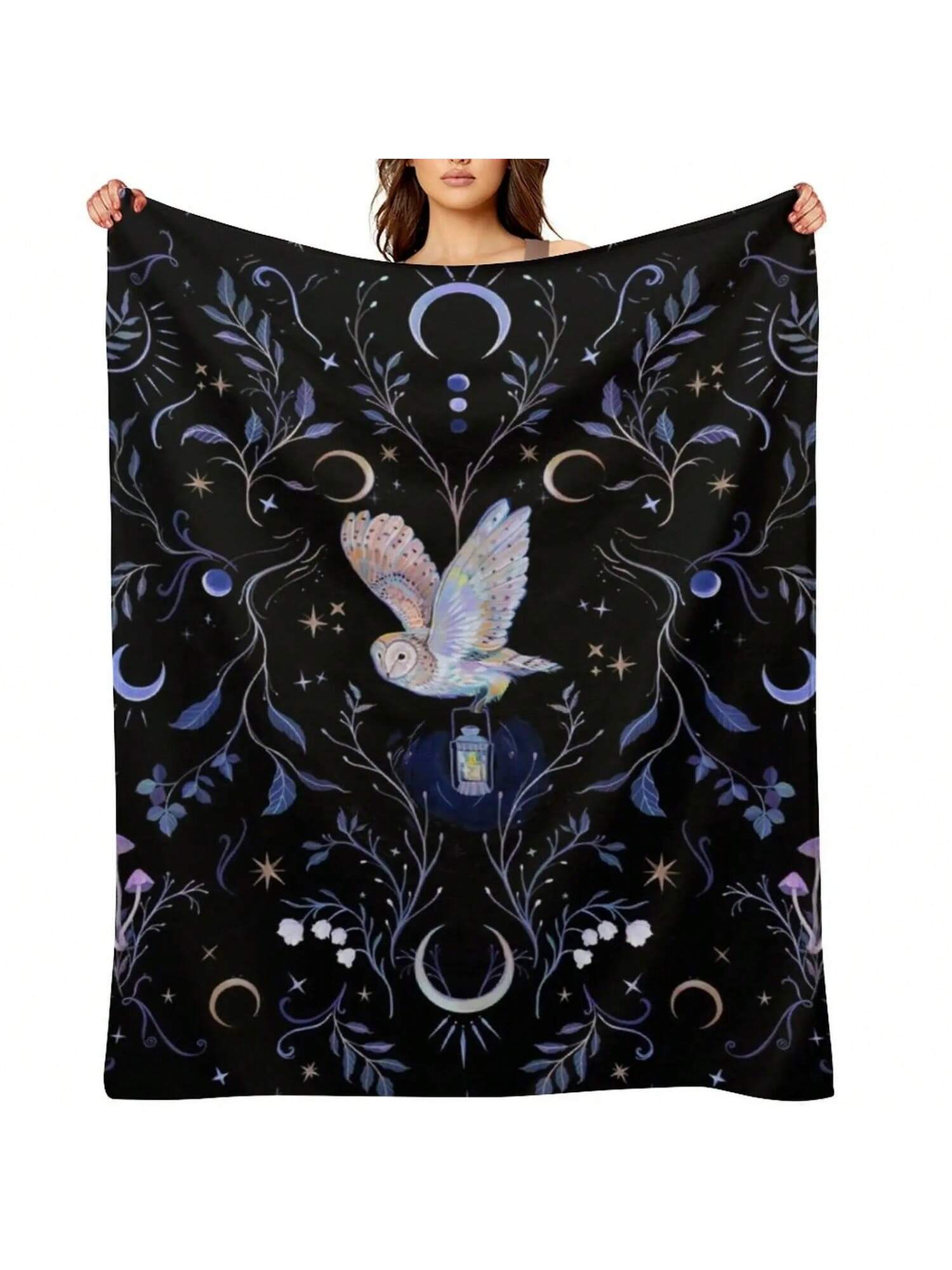 Плед Сова в Лунном Свете Пикник Диваны Теплые Пледы 75X95CM