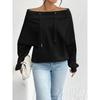 DAFIFY Women's Fashion Casual Spring Autumn Solid Color Print Long Sleeve One Shoulder Blouses & Shirts