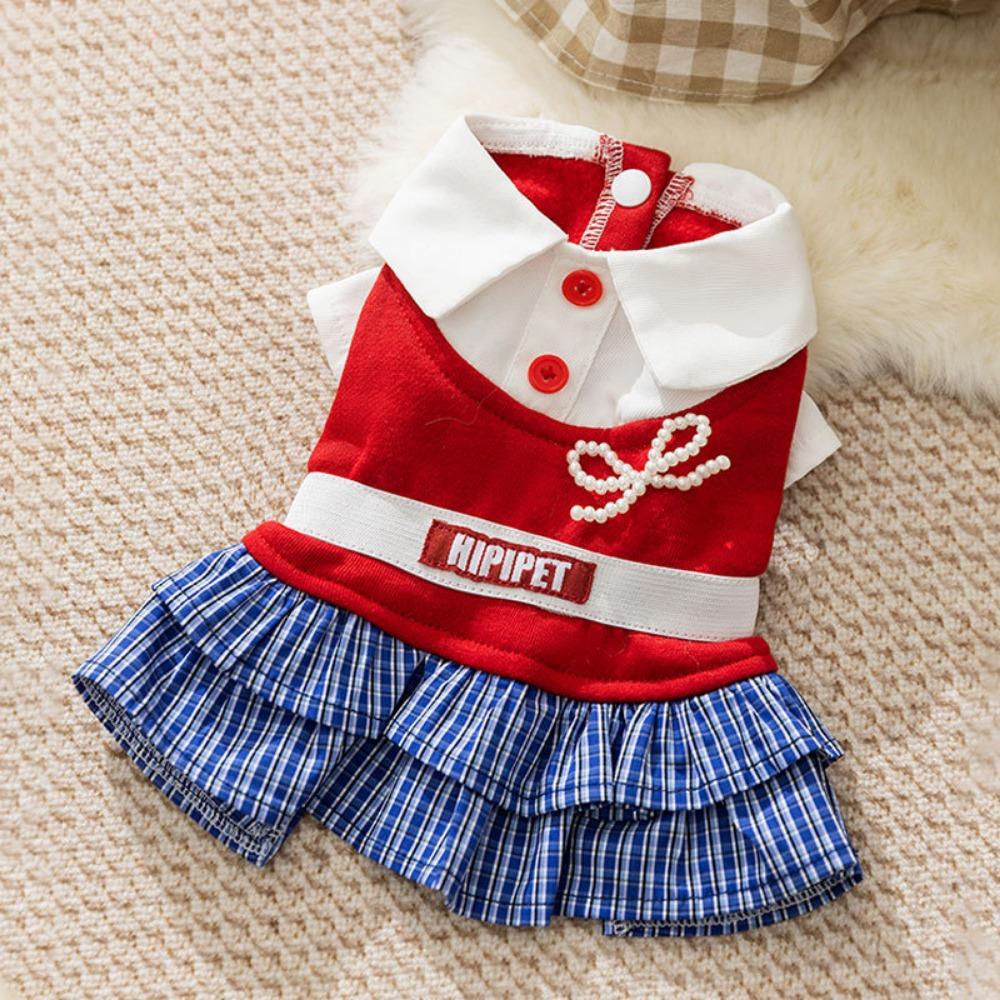 Pet Clothes College Style Plaid Shirt Skirt Couple Clothes Versatile German Hairless Cat Autumn and Winter Cat Clothes