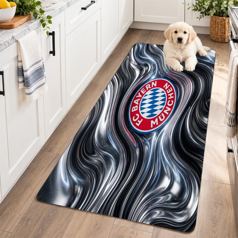 Flannel Kitchen Mat Bayern Munich Soft Area Rug Non Slip Floor Carpet Home Decoration