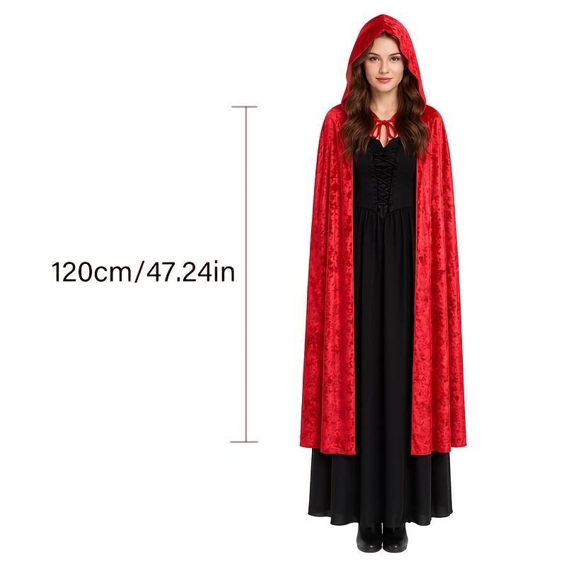 1Pc Velvet Hooded Cape, Halloween Cloak Robe Unisex Witch And Elf Cosplay Accessory Suitable For Costume Masquerades, Devil And Vampire Dark Outfits