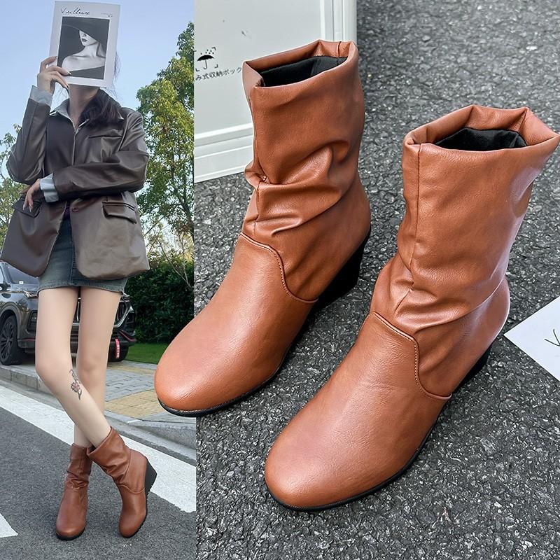 

Ботинки Мартин женские осенне-зимние европейские ботинки в британском стиле маленькие короткие ботинки с острым носком на тонком толстом каблуке осенне-зимние 42 коричневый