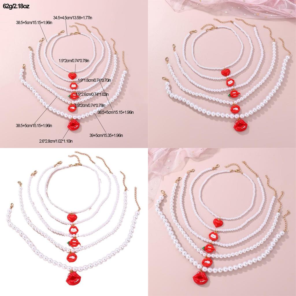 Fashion Lip Pendant Necklace For Women With Resin Charm And Elegant Design