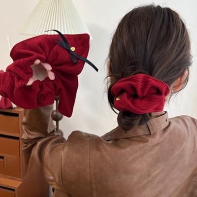 Weihnachtsrote elastische Haarbänder für Frauen Große Scrunchies Pferdeschwanz Haargummi Seil Vintage Mädchen Haaraccessoires Geschenk