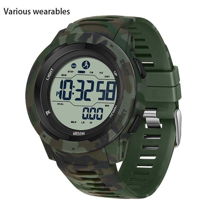 Calorie Pedometer Electronic Watch Waterproof Multifunctional Sports Shockproof Smart Alarm Clock Watch for Men and Women