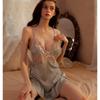 Sexy pajamas women's ice silk thin style with chest pad lace lace beautiful back suspender nightdress new style available