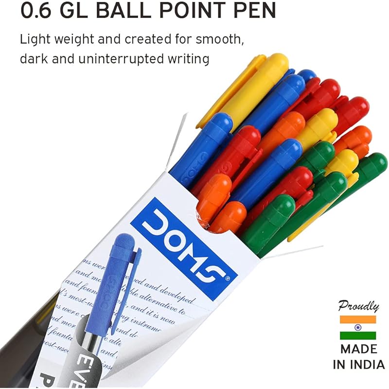 

Doms Df 0.6 Gl Ball Point Pens Box Pack | Lightweight & Sleek Body | Created For Smooth, Dark & Uninterrupted Writing | 1 count (Pack of 2) синий