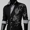Single-breasted Chinese Style Shirt Turn-down Collar Long Sleeve Men Autumn Top for Daily Wear