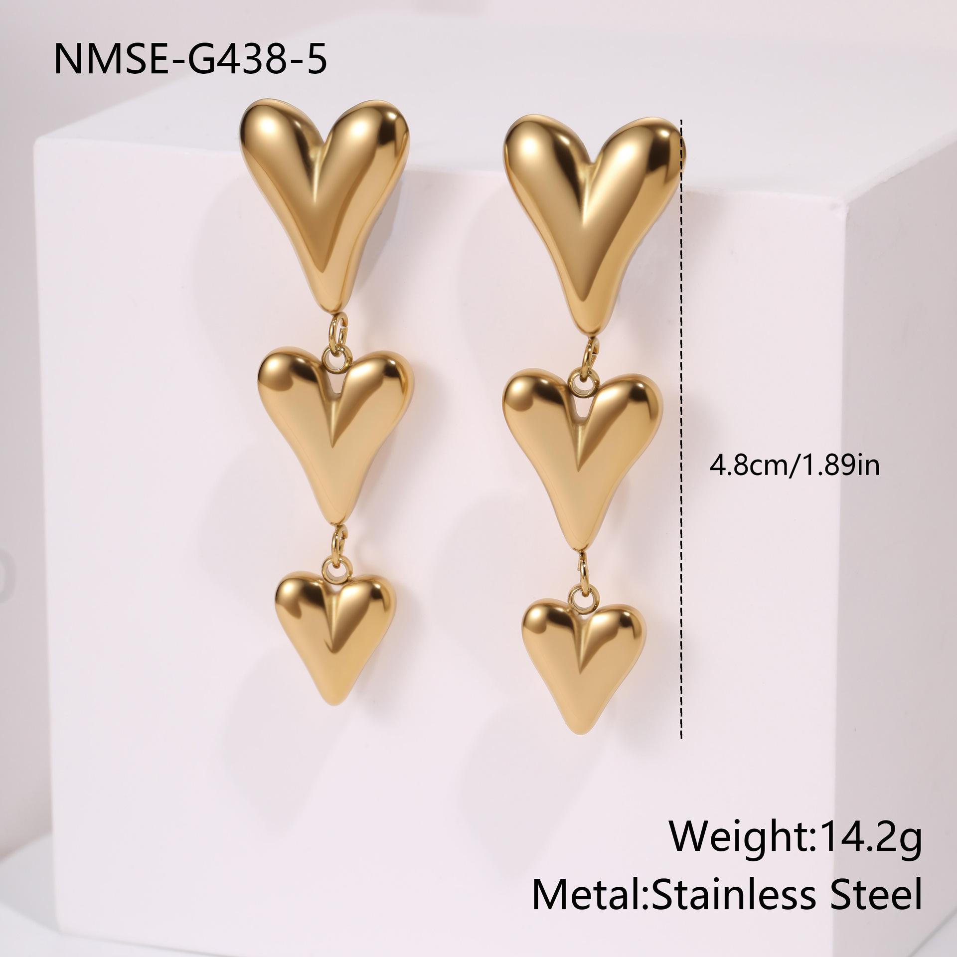 GEMCHIC Women s Heart Shaped Drop Earrings Stainless Steel Non-Fading Fashion Stud Earrings Trendy Jewelry