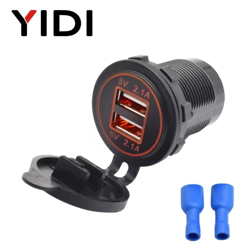 Dual USB Fast Car Charger 4.2A LED Light Display Waterproof Cigarette Lighter Power Socket 12V 24V Motorcycle Auto Truck Boat