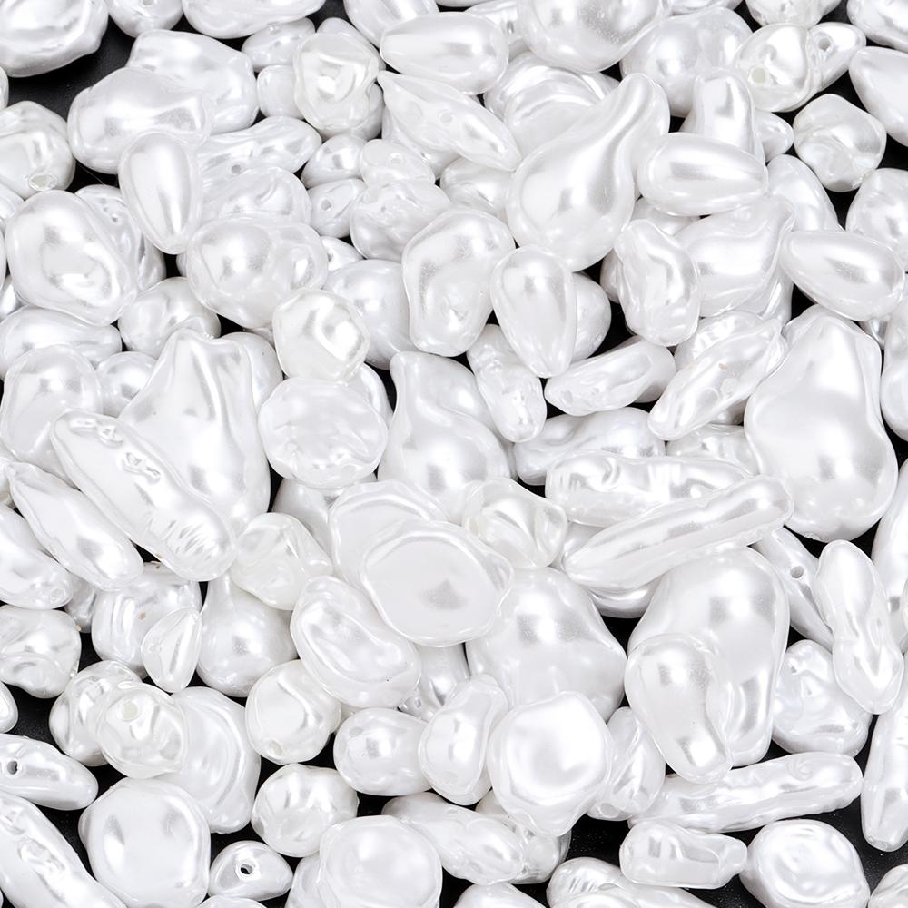 20pcs White ABS Imitation Pearl Beads Irregular Baroque Imitation Pearls Loose Spacer Beads For Jewelry Making DIY Accessories