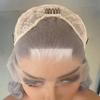 AIMEYA Light Grey Lace Front Wig White Highlights for Women Girls Long Body Wave Heat Resistant Synthetic Lace Wigs Daily Use