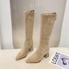 Autumn Winter Sued Women Loots Boots Fashion Pointed Toe Shoes Street Style Party Stripper Female Thick Heel High Booties