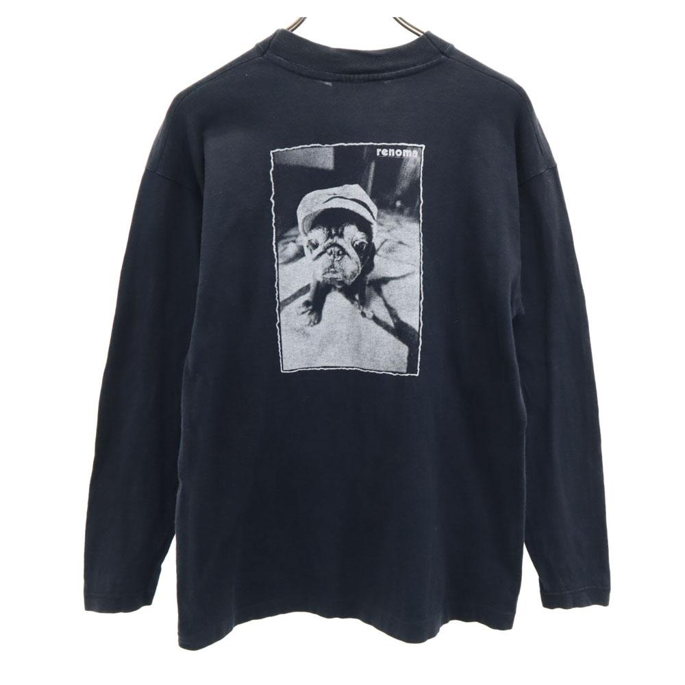 RENOMA 90s Made In France Pug Back Print Long Sleeve T-shirt Men's Used