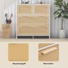 High-quality 4-drawer rattan cabinet with solid wood handles - Suitable for bedroom, living room, dining room, hallway - Dimensions: W80/H80/D38 cm