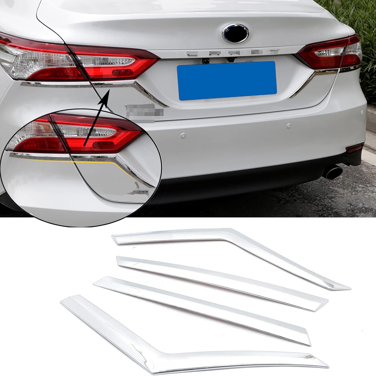 

Car Accessories Compatible with Camry LE XLE 2018 2019 2020 2021 2022 Tail Light Eyelid Eyebrow Edge Cover Trim (Carbon Fiber) 4PCS Glossy Chrome
