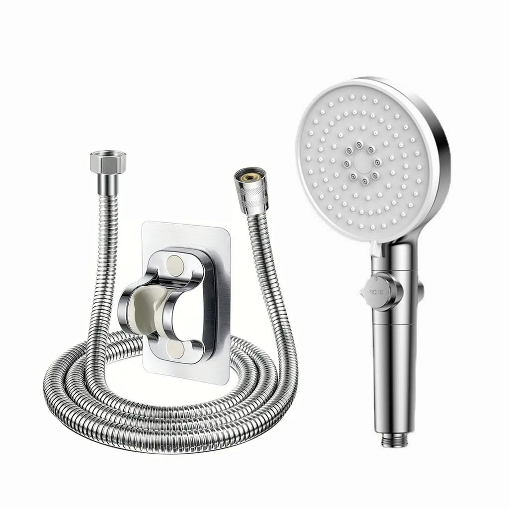 Five-speed Large Water Spray Multi-function Booster Shower Head Matte Black Handheld Shower Head Set