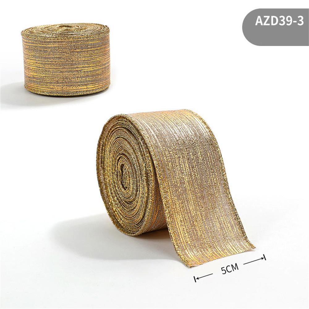2m Christmas Ribbon Golden Silver Champagne Polyester Gliter Ribbon DIY Xmas Tree Bow Gifts Packing Navidad Home Decoration