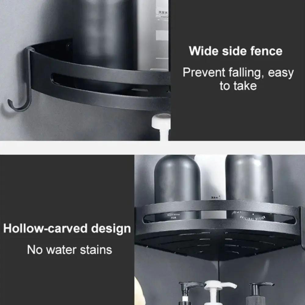 1/2/PCS  bagno WC mensola a muro triangolo doccia Rack di stoccaggio bagno Shampoo punzonatura a parete nero WC mensola ad angolo