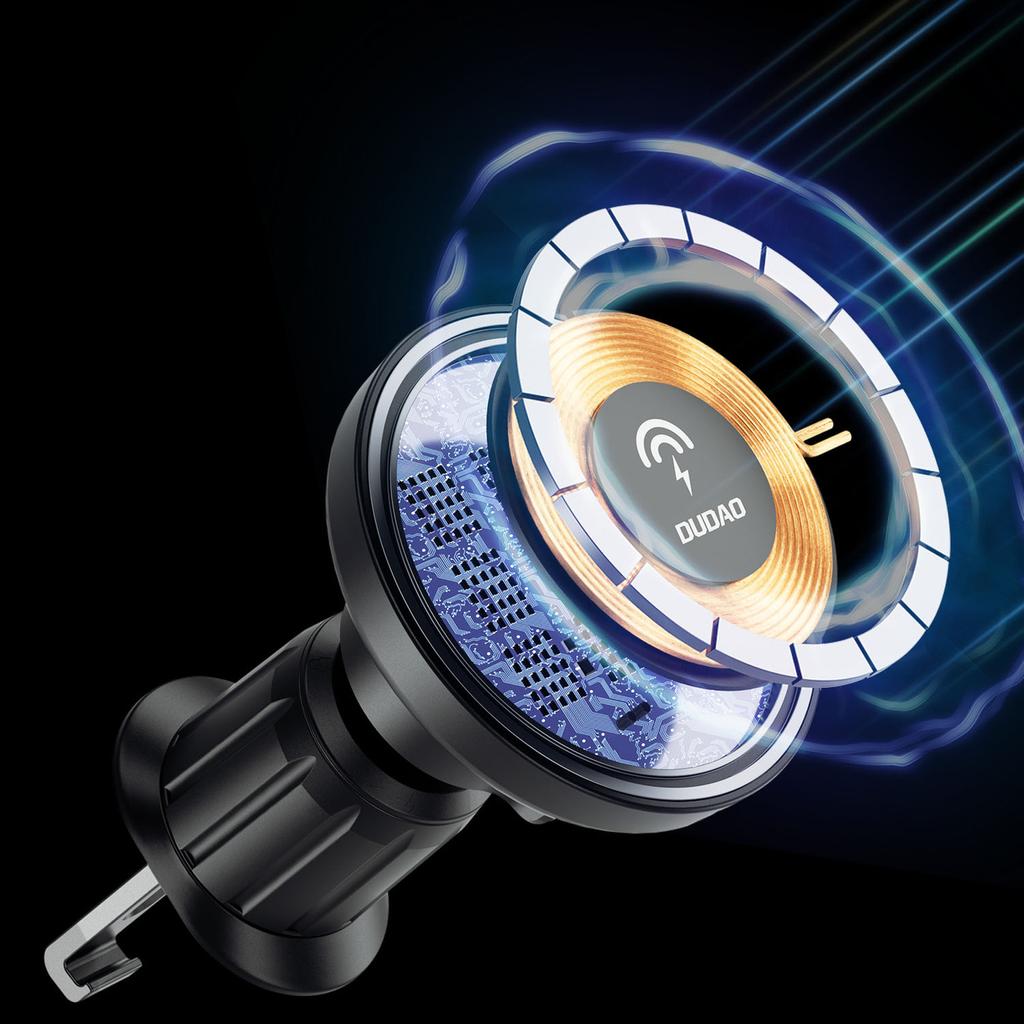 Dudao 15W MagSafe Magnetic Car Vent Mount with Wireless Charging - Black