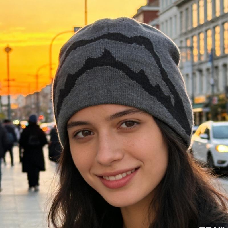 Geometric Jacquard Knit Brimless Hat with Unique Pattern For Adult Teens Stylish Looking And Warmth Cool Weather Headpiece