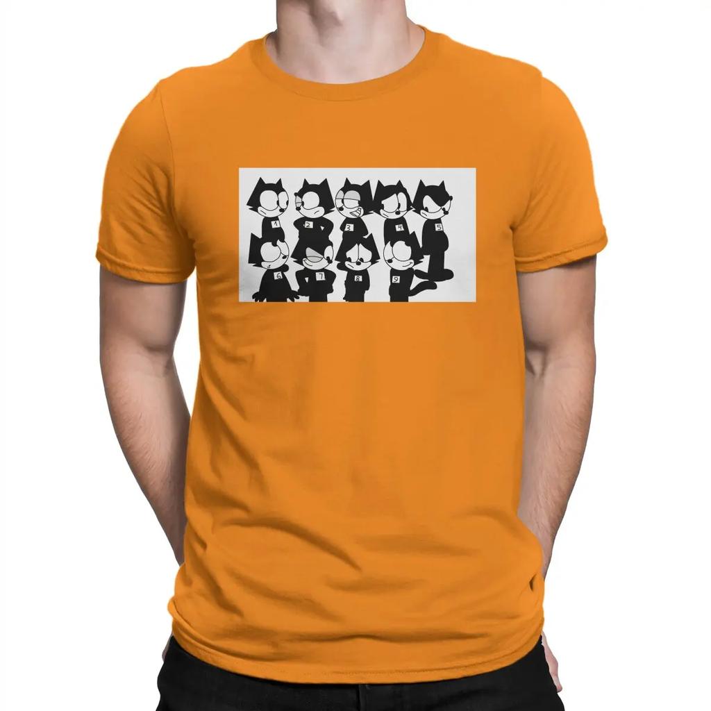 All Style T-Shirt for Men F-Felix The Cat Cartoon Funny 100% Cotton Tees Crewneck Short Sleeve T Shirt Gift Idea Clothing