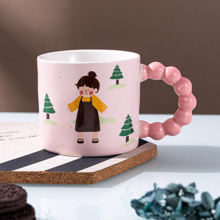 Cute Girl Ceramic Mug Coffee Cup Girl Heart High Looking Water Cup Creative Souvenir Cup Souvenir Gift