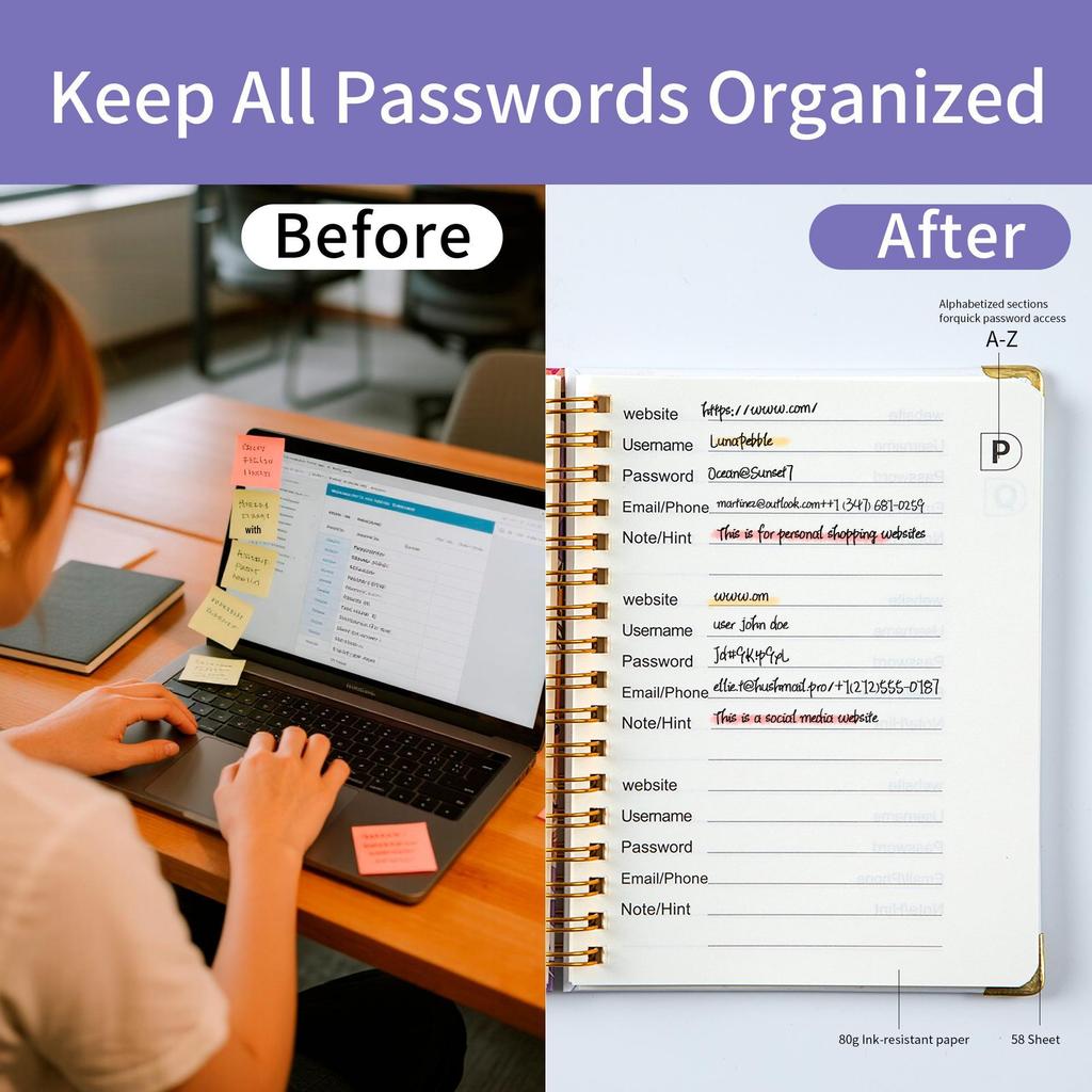 Exclusive B6 Password & Address Spiral Notebook with Tabs