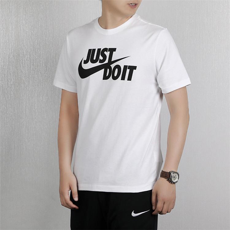 Nike Just Do It Logo Print Crew Neck T-Shirt Men Tops White AR5007-100