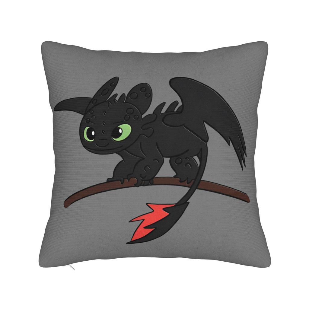HTTYD Ohnezahn Quadratische Kissenhülle Kissenbezüge Fantastisch Polyester Dekor Sofakissenhülle für Wohnzimmer 40x40cm