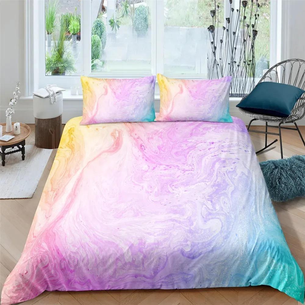 

Colorful Marble Tie Dye Watercolor Pastel Abstract Girly Comfortable Duvet Quilt Cover Pillowcase Bedding Set Children Bedroom AU Double 180x210cm