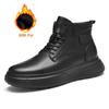 Luxury Brand Men Genuine Leather Ankle Boots Outdoor Thick Bottom Sneakers Casual Antiskid Walking Shoes Luxury Warm Snow Boots