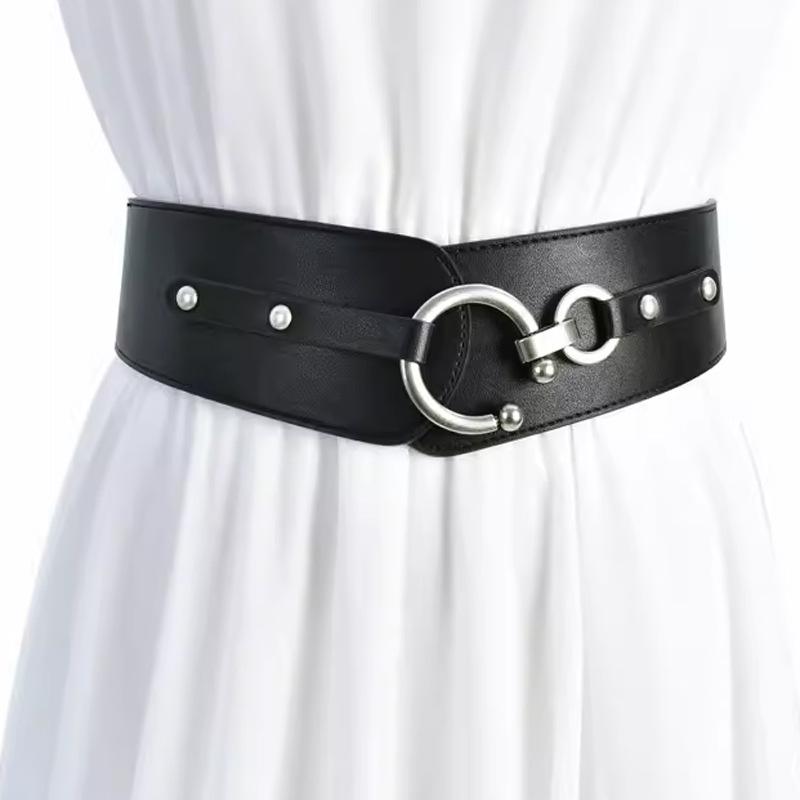 Korean version of fashion wide waist seal women, new versatile women's elastic belt elastic, European and American diagonal wide belt women