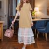ZANZEA Women Casual Round Neck Short Sleeve Loose Patchwork Dress