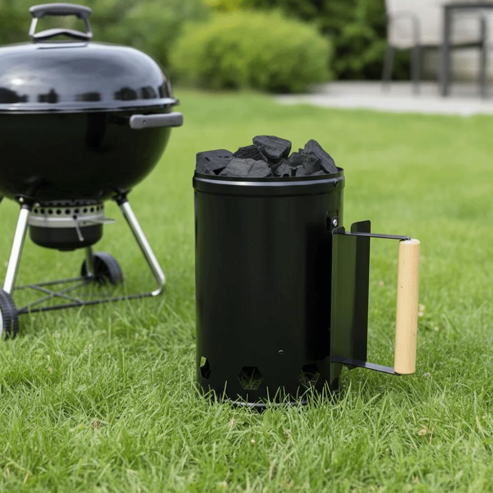 With Handle BBQ Carbon Barrel Stainless Steel Charcoal Bucket Grilling