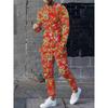 Men's Fashion Graffiti Novelty Pajamas Loungewear Set Autumn Men's Daily Casual Long-sleeved T-shirt Street Fashion Pants