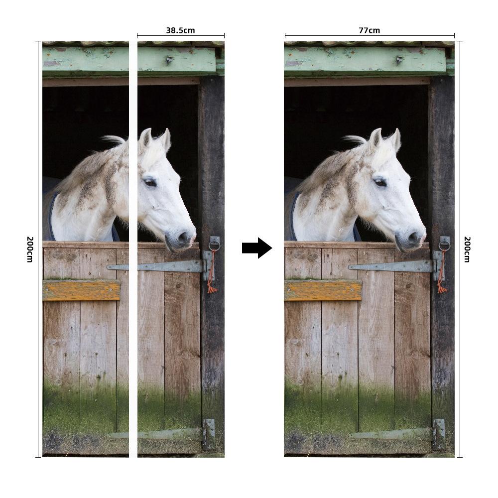 Meiji Creative Environmental Protection Stallion 3D Door Sticker Renovation Self-Adhesive Bedroom Wall Sticker Direct Sales Door Frame