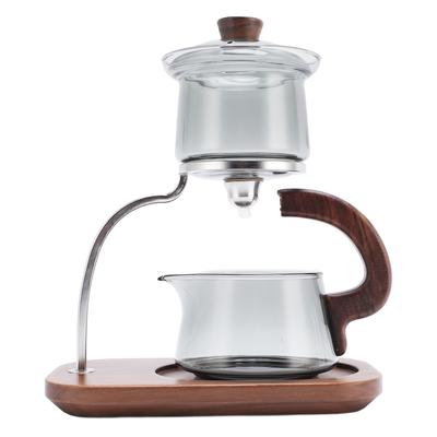 Glass Tea Pot Set with Lid and Stand Magnetic Water Separation Filter Kungfu Tea Maker for Home