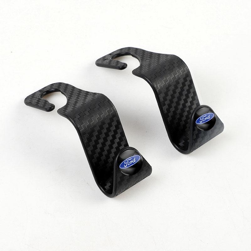 2Pcs Car Hidden Seat Hook Multi-Purpose Carbon Fiber Texture Ford STline Car Seat Back Creative Multi-function On-Board Hooks