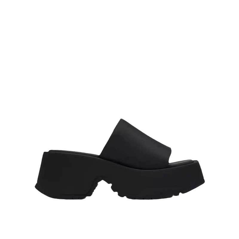 Fashion Fashion Platform Black Sandals Women Square Toe Chic Outdoors Slip On Slippers 2025 New Summer Street Goth Slides Beach Shoes