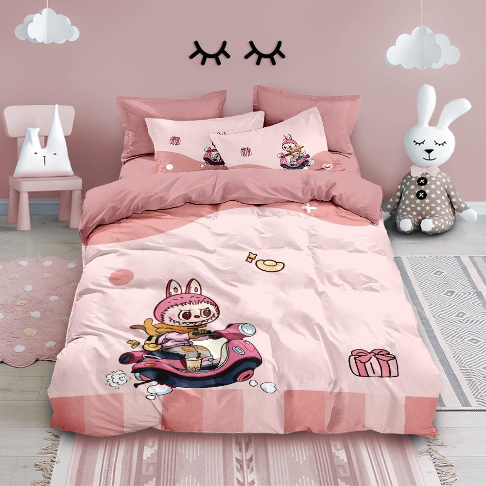 Cute Rabu Cloth Quilt Cover Pillow Case Cartoon Bedding Set 2/3pcs Single Double Bed Bedroom Decoration, Boy Girl Gift
