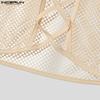 INCERUN Men Sleeveless Hollow Webbing See Through Cropped Tank Tops