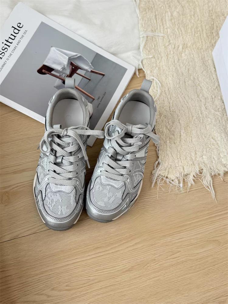 

Amanone heightening 5cm dad shoes 2025 new thick-soled breathable German training shoes outdoor casual sports shoes 40 серебряный