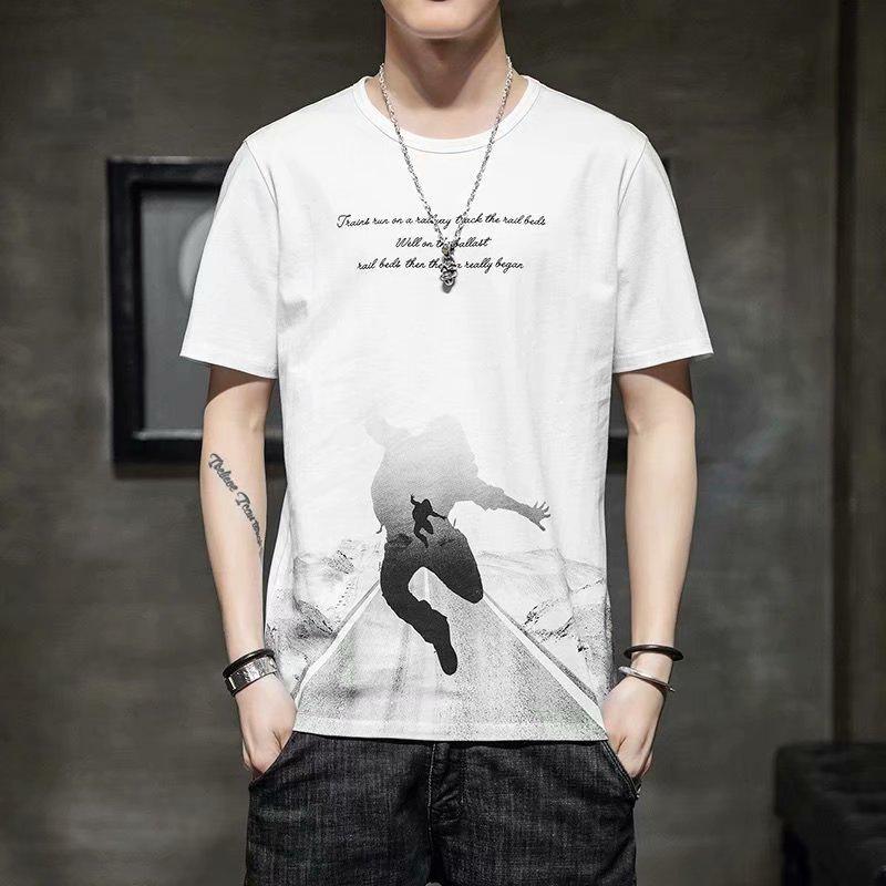 Men's 2024 Short Sleeve Loose Crew Neck T-shirt - Hong Kong Style Summer Trend