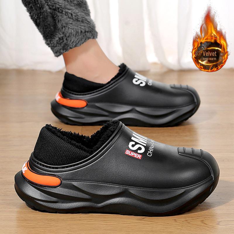 2024 Men's Waterproof Non-Slip Cotton Slippers for Winter - Warm, Large Size, Ideal for Driving and Outdoor Use
